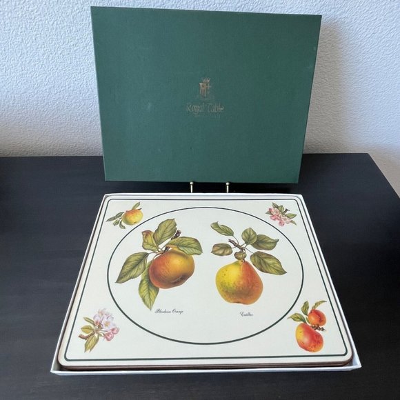 Royal Table Cork-Backed Placemats 12"X9" FRUIT CLASSICS Set of 4 In Box England - Picture 1 of 8